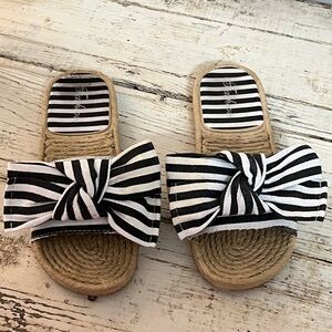 Stylish Black and White Striped Sandals